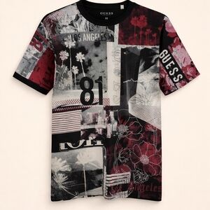 GUESS Kids Collage Graphic Tee - Black and Red